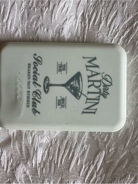 Portable White Power Bank with Martini Graphic - Unbranded